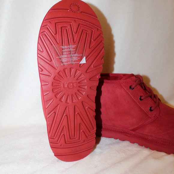NIB UGG MEN\'S NEUMEL CHUKKA SUEDE SHEARLING LINED LACE UP ANKLE‎ BOOTS RED main image 5